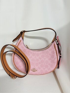NWT Coach Pink Powder Emily Shoulder Bag Crossbody With Charms IN HAND CDW86